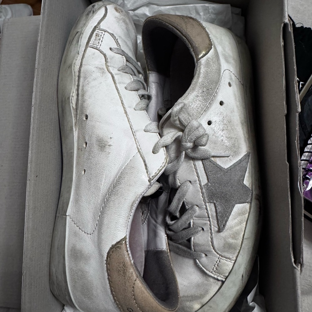 Golden Goose washed superstar sneakers
